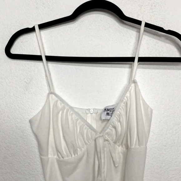 Princess Polly Cara White Waffle Knit Tie Front Bodysuit Size 8 - Picture 5 of 12